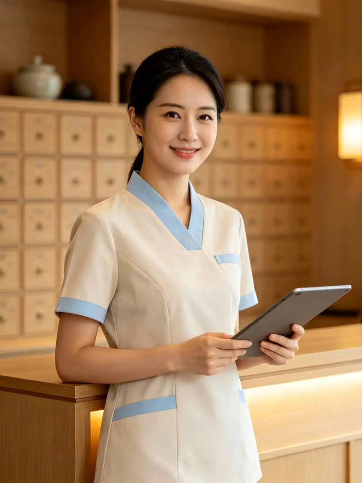 An English-speaking coordinator at the reception of a Shanghai partner clinic
