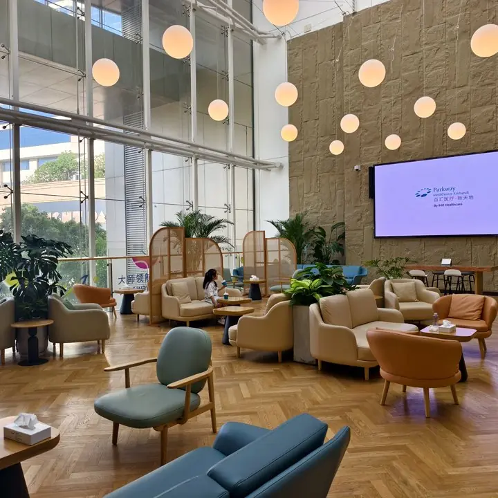 A modern wellness and medical lounge in Shanghai