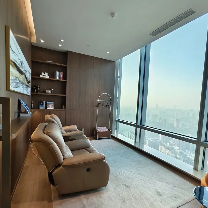 A private high-floor medical suite with city views