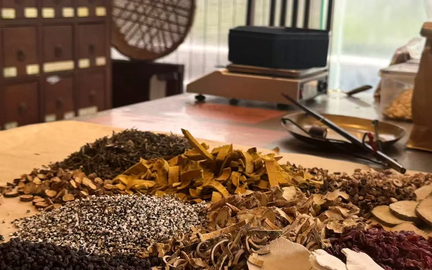 Traditional Chinese herbal medicine prepared at a Shanghai clinic
